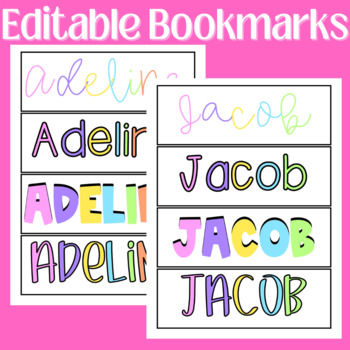 Preview of Editable Student Bookmarks