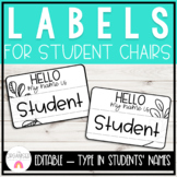 Editable Student Chair Labels | Black & White Leafy Classroom Decor