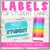 Editable Student Chair Labels | Bright Rainbow Classroom Decor