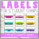Editable Student Chair Labels | Rainbow Stripes Classroom Decor