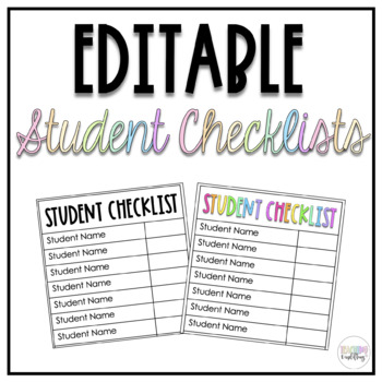 Preview of Editable Student Checklists