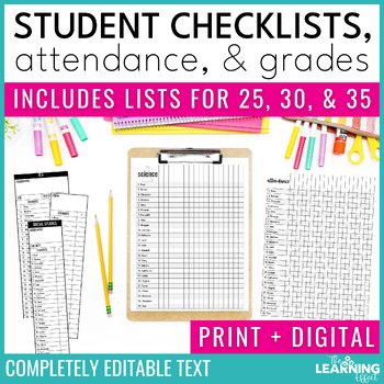 Preview of Editable Student Checklists | Attendance Sheets | Gradebook PrivateUE24