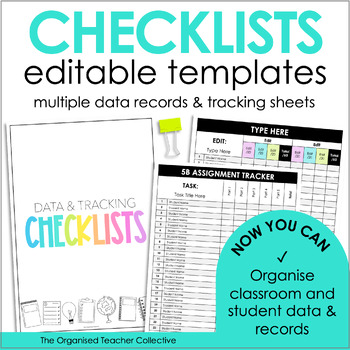 Preview of Editable Student Checklists & Data Tracking Templates - Teacher Organisation