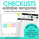 Editable Student Checklists & Data Tracking Templates - Te
