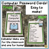 Student Log In - Computer Password Cards - Log In Codes - Totally EDITABLE!