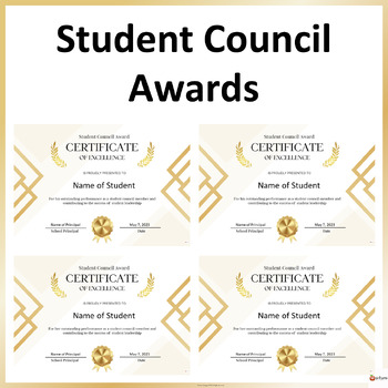 Student Council Award Certificate Pack of 15 