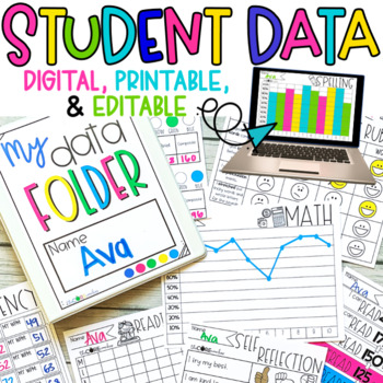 Preview of Editable Student Data Folder or Binder - Digital Student Data Tracking Sheets