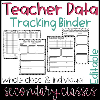 Preview of Editable Secondary Teacher Data Tracking Binder : Class & Individual Student