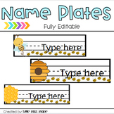 Editable Student Desk Name Plate Classroom Decor Bee Themed