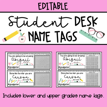 editable student desk name tags back to school theme by chalk it up 2