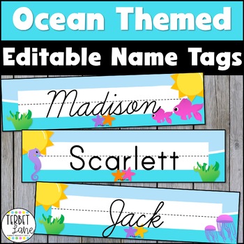 Editable Student Desk Nameplates Ocean Themed by Terbet Lane | TpT