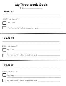 Preview of Editable Student Goal Sheet