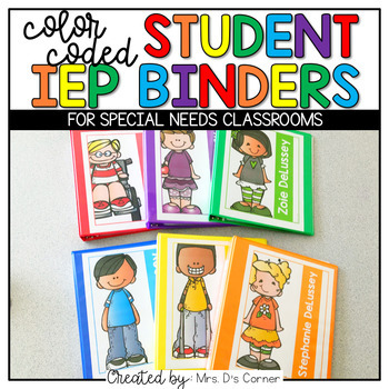 Preview of Editable Student IEP Binders | Color Coded Student IEP Data Binders
