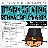 Editable Student Individual Behavior Chart - Thanksgiving