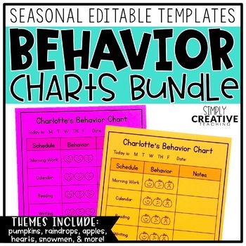 Editable Student Individual Behavior Charts - Bundle | TPT