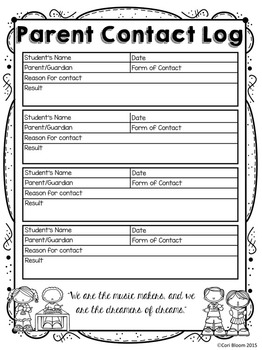 Editable Student Information Sheet Parent Contact Log Freebie By Cori Bloom
