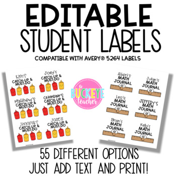 Preview of Editable Student Labels Compatible with Avery 5264 Labels