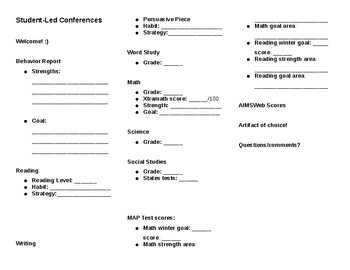 Editable Student-Led Conference Template by Namaste Miss K | TpT