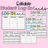 Editable Student Log-In Cards {Distance Learning}