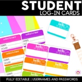 Editable Student Log In Cards | Usernames and Passwords | 
