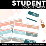 Editable Student Log In Cards | Usernames and Passwords | 