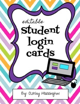 Preview of Editable Student Log-in Cards