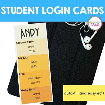 Preview of Editable Student Login Cards