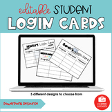 Editable Student Technology Login Cards | Digital and Print |