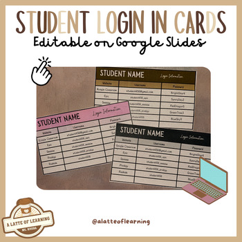 Preview of Editable Student Login Cards - Google Slides