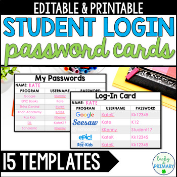 Preview of Editable Student Login Cards | Student Password Labels