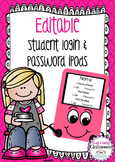 Editable Student Login & Password Cards