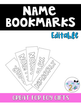 Preview of Editable Student Name Bookmarks- FREEBIE