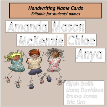 Preview of Editable Student Name Cards for Handwriting Practice - Language