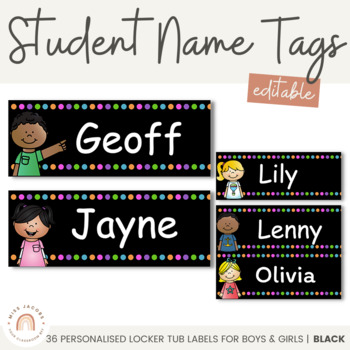 Name Labels Black Editable Locker Tub Labels By Miss Jacobs Little Learners