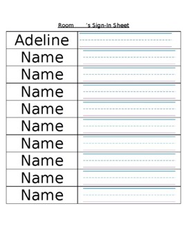 Preview of Editable Student Name Sign In Sheet