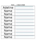Editable Student Name Sign In Sheet