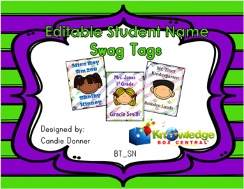 Preview of Editable Student Name Swag Tags