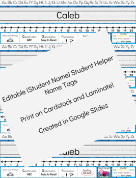 Preview of Editable Student Name Tag Helper - COPS, Number Line, Dyslexic