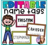 Editable Student Name Tags - Growth Mindset Theme