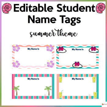 Summer Name Tags Editable by A Plus Learning | TPT