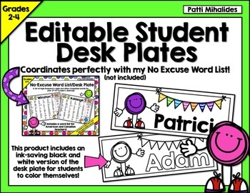 Editable Student Name Tags Desk Plates By Patti Mihalides Tpt