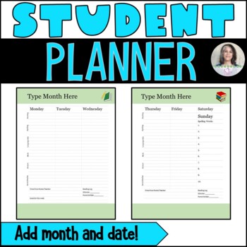 Preview of Editable Student Planner Pages/Agenda - use year after year!