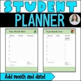 Editable Student Planner Pages/Agenda - use year after year!