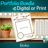 Editable Student Portfolio Digital or Print Modern Boho Bundle