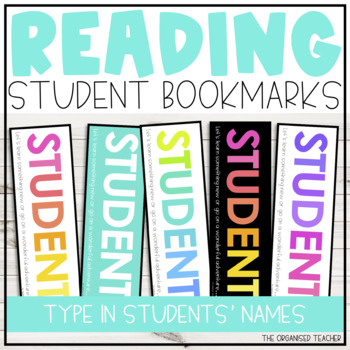 Preview of Editable Bookmarks for Students - Printable Bookmark Template