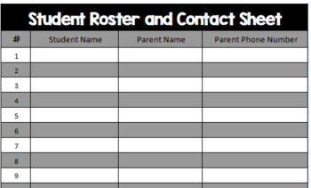 Preview of Editable Student Roster and Emergency Contact Sheet