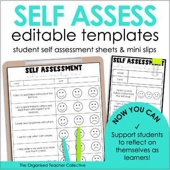 Preview of Editable Student Self Assessment Templates - Student Self Reflection Slips