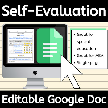 Preview of Editable Student Self-Evaluation Form Google Doc™ for Special Education Sheet