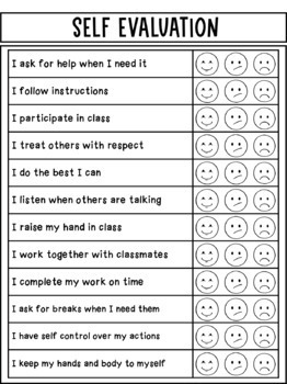 Editable Student Self Evaluations by A Whole Latte SpEd | TpT