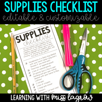 back to school supplies checklist